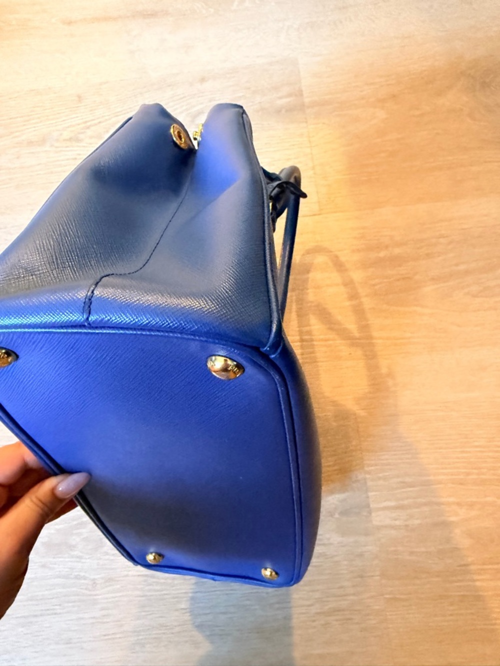 Prada Blue Saffiano Satchel with Gold Hardware - Picture 7 of 13